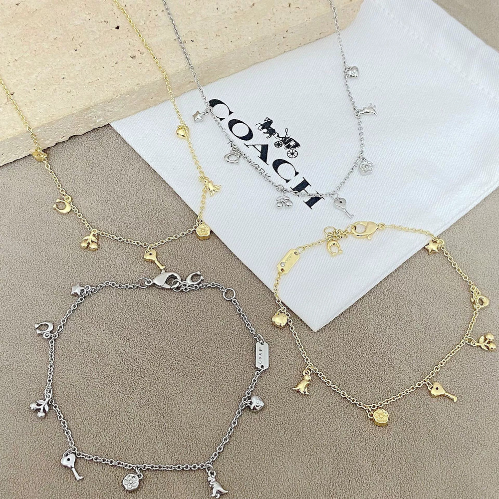 Coach Gold Plated Heart Round Diamond Bracelet Stainless Steel